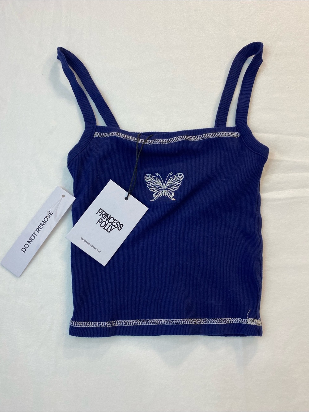 Princess Polly Royal Blue Butterfly Ribbed Cami NWT